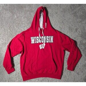 Stadium Brand Wisconsin Badgers Hoodie Sweatshirt size Large Red White